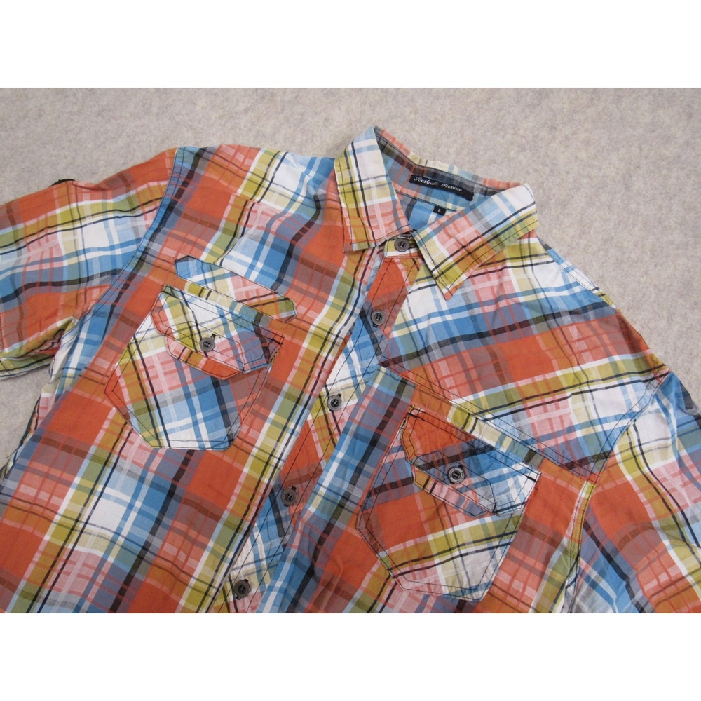 Southpole Premium Mens Large Plaid Short Sleeve Button Down Shirt Multi-Color 91